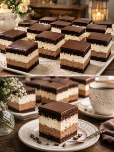 Venezianische Cremeschnitten mit Schokoladencreme, Mascarpone und Schokoglasur