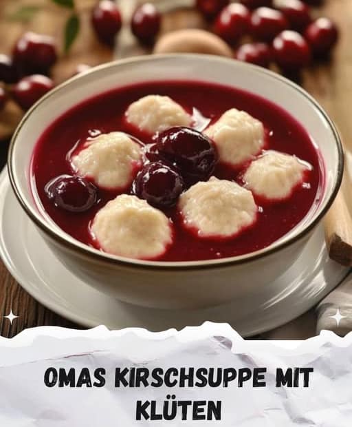 Kirschsuppe mit kleinen Mehlklößchen