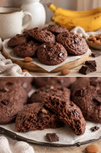 Weiche glutenfreie Bananen-Schoko-Cookies mit Zartbitterschokolade